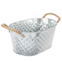 Artikel Oval zinkskål med rephandtag, 27 cm x 17,5 cm, H12 cm