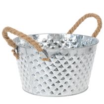 Artikel Rund zinkskål med rephandtag Ø25cm H14cm