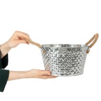 Artikel Rund zinkskål med rephandtag Ø25cm H14cm