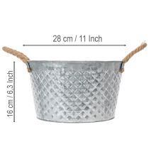 Artikel Rund zinkskål med rephandtag Ø28cm H16cm