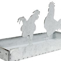 Zinkskål med kycklingar 30 cm x 12 cm H15,5 cm