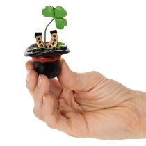 Artikel Lyckobringare klöver och skalbagge i hög hatt, 7 cm, 3 stycken