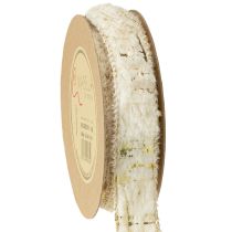 Artikel Band med pälsdekorationsband krämguld fuskpäls 25mm 15m