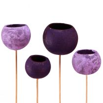 Artikel Bell Cup på pinne Exotisk torrdekoration Purple Berry 44cm 15 st