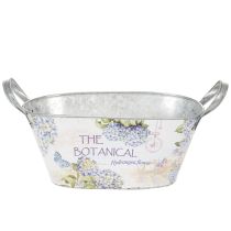 Artikel Oval blomskål i metall med handtag, för hortensior, 32×15×15 cm