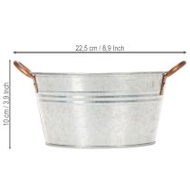 Artikel Rund blomskål med handtag, metallskål Ø17,5 cm H9 cm