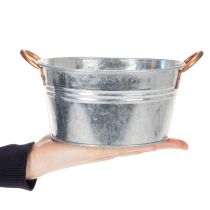 Artikel Rund blomskål med handtag, metallskål Ø17,5 cm H9 cm