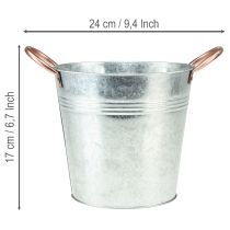 Artikel Metallblomkruka med handtag, dekorativ hink, Ø16cm H15cm