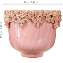 Artikel Blomkruka Keramik med Blomkant Rosa Ø19cm H16,5cm