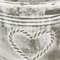 Artikel Shabby Chic metallblomkruka med hjärtformad design, Ø22cm, H17.5cm