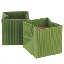 Artikel Blompåse grön olivgrön räfflad med folie 10,5cm 6 st