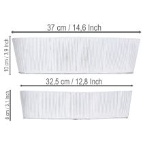 Artikel Oval metallskål i vitt och silver, 32,5 cm/37 cm, set om 2