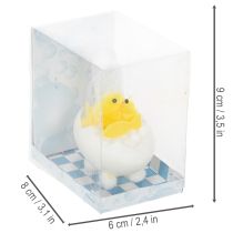Artikel Gult påskkyckling i badkar 9 cm med dekoration