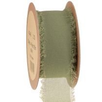 Artikel Chiffongband olivgrönt tygband fransar B40mm L15m
