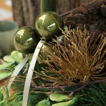 Artikel Julgranskulor i glas, glansiga, i olivgrått och silvergrått, 5 cm, 24 stycken