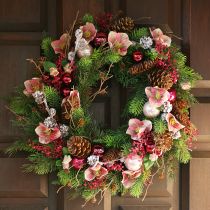 Artikel Elegant bukett rosa julrosor – 35 cm 6 st.