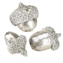 Artikel Dekorativa ekollon silver, adventsdekoration, naturliga höstfrukter, lantligt Ø1,5 – 2,5 cm L1,5 – 3 cm 300 g