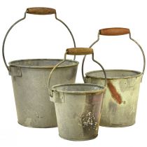 Artikel Dekorativ hink metall rost vintage Ø15/17,5/22cm set om 3