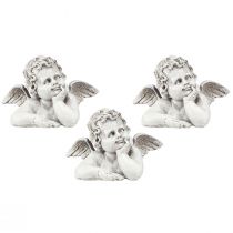 Artikel Dekorativ ängelfigur polyresin gravdekor gråvit H6cm 3 st