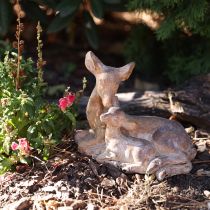 Artikel Dekorativ figur hjort med fawn gjuten sten brun vit 20×11×17 cm