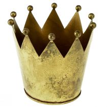 Artikel Dekorativ kronmetallblomkruka i mässingslook Ø11cm/H10cm