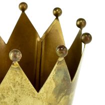 Artikel Dekorativ kronmetallblomkruka i mässingslook Ø11cm/H10cm