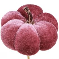 Artikel Dekorativ pumpa av tygpumpa på pinne vinröd rosa Ø7cm 9 st
