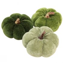 Artikel Dekorativa pumpor av tyg sammetsgröna Ø7cm H4,5cm 9 st