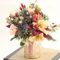 Artikel Dekorativa Protea konstgjorda konstgjorda blommor röd-orange 34cm 3st