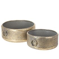 Artikel Dekorativ skål, antikt utseende, metallkruka, gyllene, Ø37/31cm, set om 2