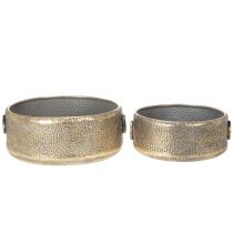 Artikel Dekorativ skål, antikt utseende, metallkruka, gyllene, Ø37/31cm, set om 2