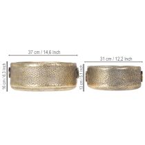 Artikel Dekorativ skål, antikt utseende, metallkruka, gyllene, Ø37/31cm, set om 2