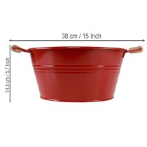 Artikel Dekorativ skål med handtag, blomskål i metall, röd, Ø29cm, H14,5cm