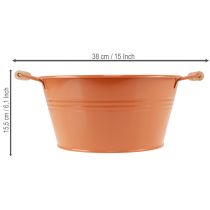 Artikel Dekorativ skål med handtag, metall, orangebrun, Ø29cm, H14,5cm