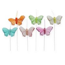Artikel Fjäderfjärilar på trådfärgade 5,5 cm 24 st