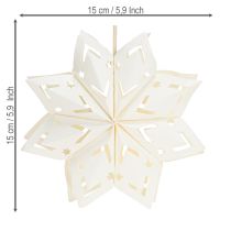 Artikel Dekorativa snöflingor att hänga, papper, vita, 15 cm, 4 st