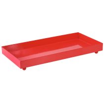 Artikel Dekorativ bricka rektangulär röd metallbricka med fötter 30×15 cm
