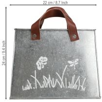 Artikel Dekorativ påse, silver, vit, brun, metall, kruka, L22cm, 2 stycken