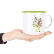 Artikel Dekorativ mugg/kruka, emaljerad, Ø11,5 cm H10 cm