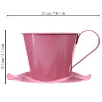 Artikel Dekorativ tekopp metallkopp med tallrik rosa Ø12 H10cm 8 st
