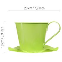 Artikel Dekorativ tekopp metall med tallrik ljusgrön Ø12 H10cm 8 st