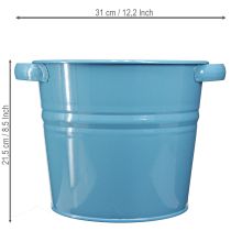 Artikel Dekorativ blomkruka/planter i metall i blått, 31 cm x 26 cm x 21,5 cm