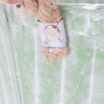 Artikel Dekorativ kruka, metallhink för plantering, planteringslåda med handtag, rosa/grön/gul shabby chic Ø15cm H13cm 3-delat set