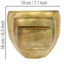 Artikel Dekorativa vaser i mässingsliknande metall Ø18/15/12,5 cm, set om 3