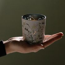 Artikel Dekorativ glaslykta med lövdesign för eleganta heminredningsdetaljer, 8 cm, 4 stycken