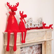 Artikel Dekorativ älgfigur, flockad hylla med rosett, 80 cm