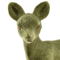 Artikel Dekorativ figur rådjur fawn flockade julfigurer grön 10,5cm 6 st