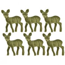 Artikel Dekorativ figur rådjur fawn flockade julfigurer grön 10,5cm 6 st