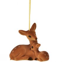 Artikel Dekorativ hängare hjortdekoration med fawn flockade 10cmx5cmx8,5cm