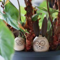 Artikel Dekorativ kanin av trä och metall med humoristisk design, ett vänligt blickfång, 19 cm, 2 stycken